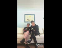 Two guys throw shoe couch tiktok transition 