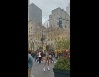 Woman in gray dress tiktok dance at the street part 1