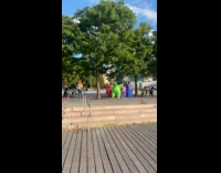 Collab WINY - Group friends wear inflatable costume at park