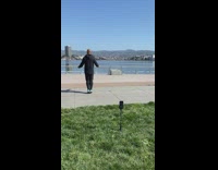 Guy films himself jump roping by river