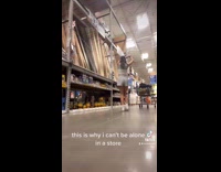 Girl walking with tall pole drops it and hits herself