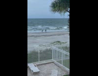 Girl blue dress bend back pose beach