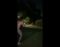 Collab BitchMP - Guy in underwear chases bear away in backyard