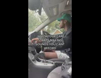 Guy turn volume up when car make sound