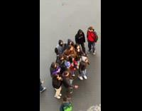 Group of teenagers photo shoot bench park
