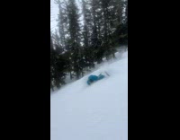 Collab Scorpionmasters - Man in blue tracksuit snowboard flip but failed