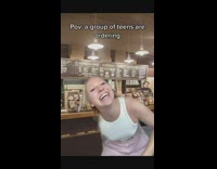 POV a group of teens are ordering at starbucks 