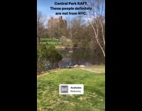 People on raft in central park lake 