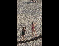 Girl backless swimsuit show butt beach part 2