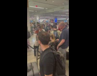 Long taxi line at airport 