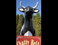 Woman puts quarter on talking cow 