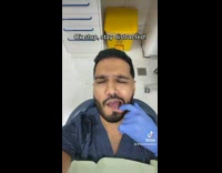 Guy is tempted to lick dentists finger 