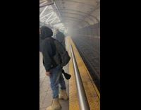 Fire fighters go to subway train station because of fire 