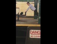 Guy push ups on bench subway station 