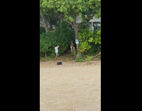 Woman black bikini white scarf photo shoot leaves 