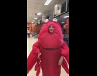 Collab BitchMP - Girl in red lobster costume bowling lands a strike 