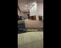 Guy uses basketball to bowl at school library 