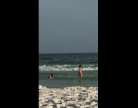 Photographer sit lose balance beach woman bikini