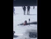 Man swims cold water and films it