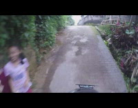 Little girls wave and give flowers on the street