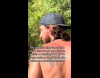 Shirtless man play Lord of the rings music hike