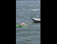 Swimmer training on east river