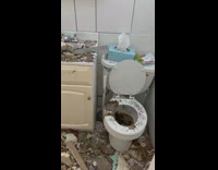 Roof collapsed into bathroom in apartment