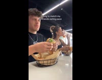 Boyfriend tries matching up girlfriend eating pace