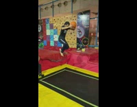 Guy bounce trampoline with ball stumble fails