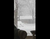 Woman jump and fall down snow storm