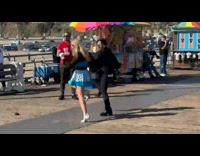 Collab IITW - Man and Woman dress and suit tiktok dance at the pier