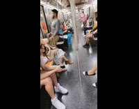 Guy dances and does backflip on subway 