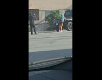 Blue hair girl black mercedes g wagon 