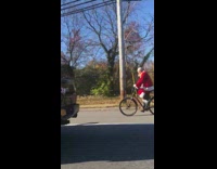 Santa rides bike 