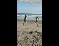 Collab IITW - White bikini girl blue surfboard beach sand 