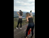 Collab IITW - Woman white sports bra poses mountain overlooking Part 2