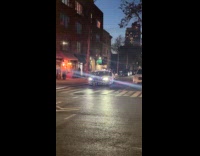Car wrapped with Christmas lights flash headlight 