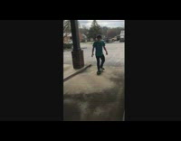 Collab ShredSlams - Guy does skateboard trick under archway and trips over chain link