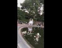 Girl ballet dance white tutu skirt park