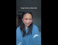 Woman taught smile and real smile challenge