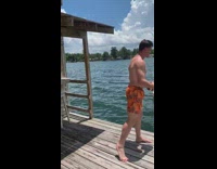 Guy on jet ski catches football does backflip 