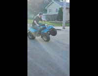 Collab ZarSubmissions - Guy rides ATV drifts around the street