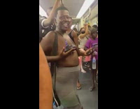 Woman dances with boob shaking 