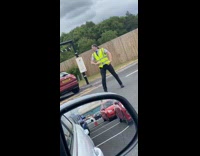 Safety vest drive thru worker dance