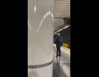 Collab Subway Creatures - Old man blue jacket yelling LA subway