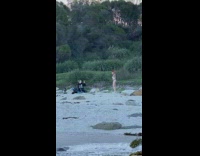 purple bikini girl poses on beach sand