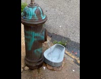 Bed pan catches water of fire hydrant