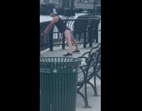 Man speedo underwear rail shakes butt