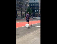 Collab WINY - Delivery man ride cart with basket street