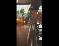 Skeletons with beanies and mustaches at bar counter